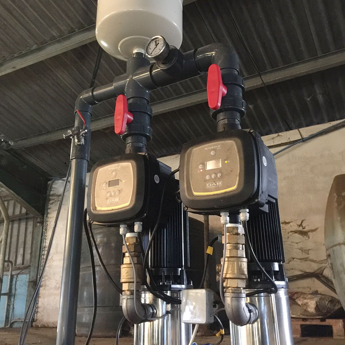Booster pumps close up