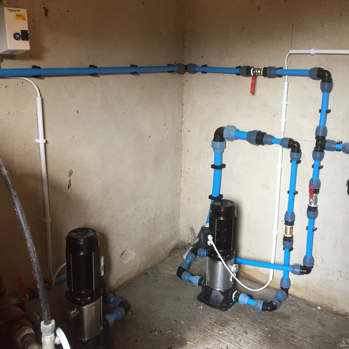 Pipework at booster pumps